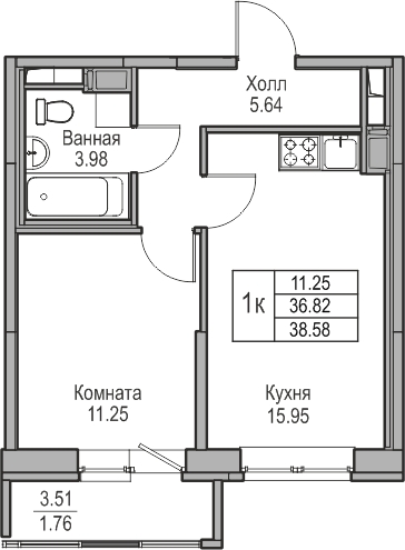 2-комнатная квартира с отделкой в ЖК Квартал Метроном на 18 этаже в 1 секции. Сдача в 3 кв. 2026 г.