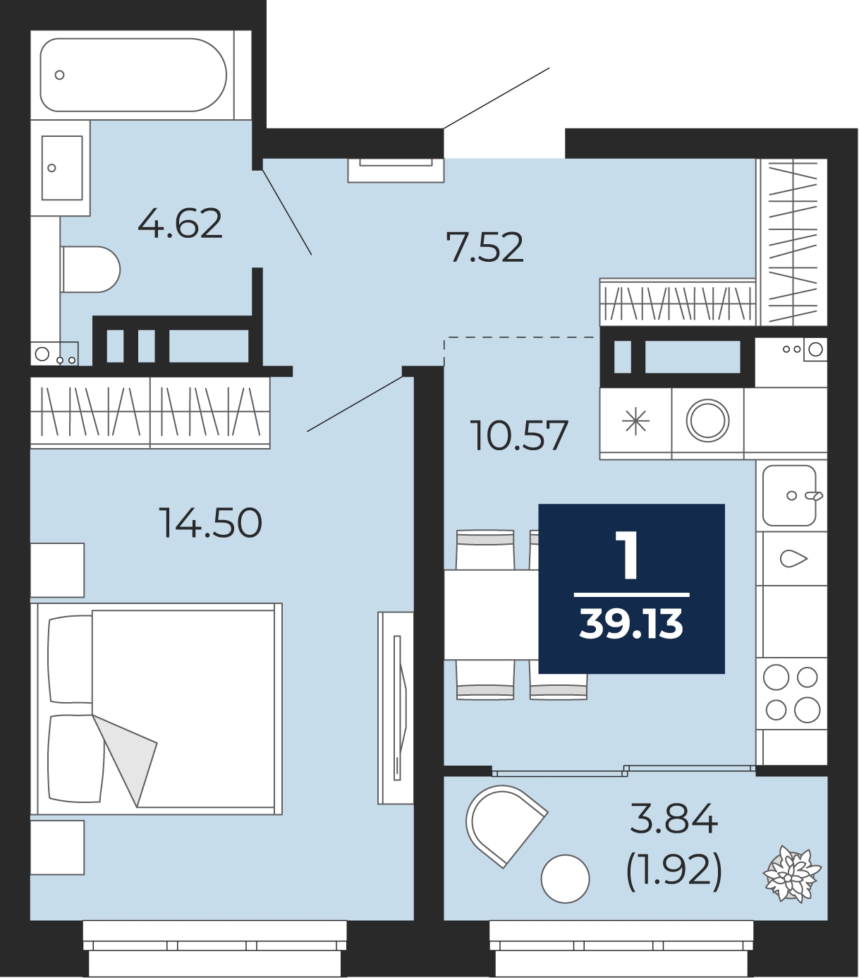2-комнатная квартира с отделкой в ЖК Квартал Метроном на 6 этаже в 1 секции. Сдача в 3 кв. 2026 г.