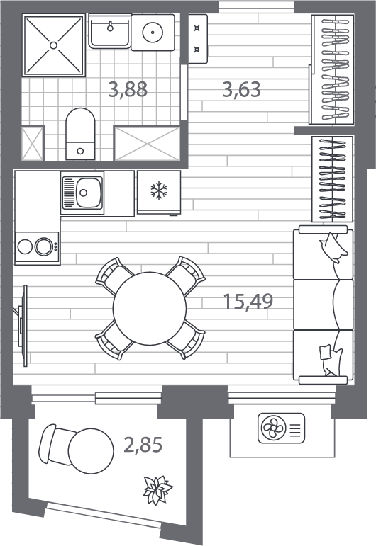 2-комнатная квартира с отделкой в ЖК Горный квартал на 2 этаже в 1 секции. Сдача в 3 кв. 2026 г.