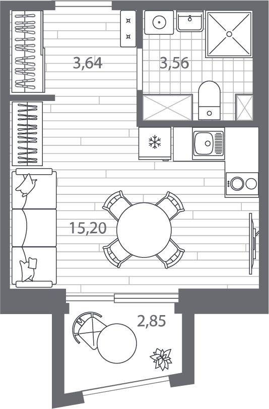 2-комнатная квартира с отделкой в ЖК Горный квартал на 9 этаже в 1 секции. Сдача в 3 кв. 2026 г.
