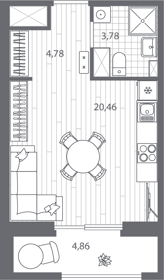 1-комнатная квартира в ЖК Спектр на 1 этаже в 1 секции. Сдача в 1 кв. 2025 г.