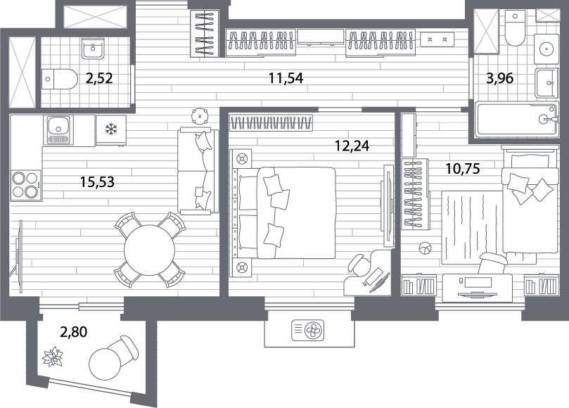 1-комнатная квартира в ЖК Спектр на 2 этаже в 2 секции. Сдача в 1 кв. 2025 г.