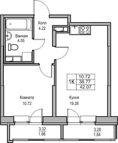 1-комнатная квартира (Студия) с отделкой в ЖК Квартал Метроном на 6 этаже в 1 секции. Сдача в 3 кв. 2026 г.