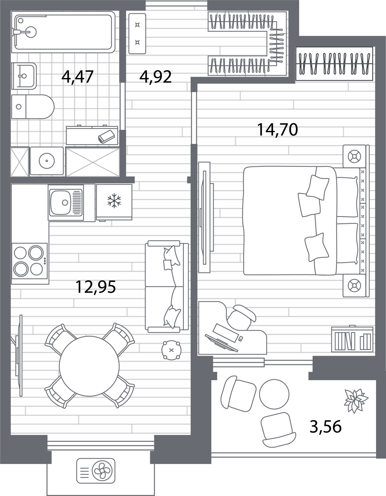2-комнатная квартира с отделкой в ЖК Квартал Метроном на 4 этаже в 9 секции. Сдача в 3 кв. 2026 г.