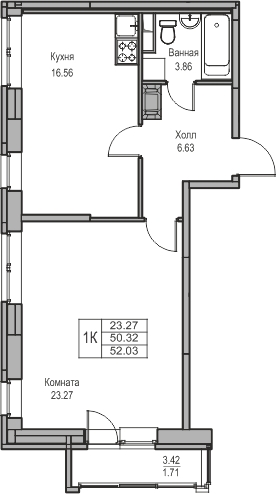1-комнатная квартира (Студия) с отделкой в ЖК Горный квартал на 4 этаже в 1 секции. Сдача в 3 кв. 2026 г.