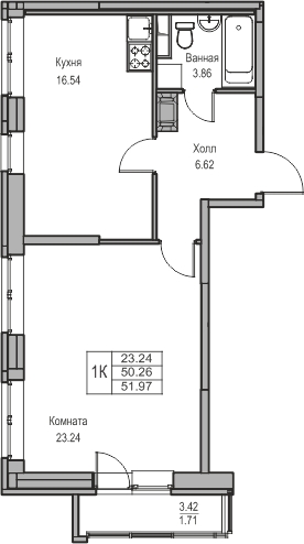 2-комнатная квартира с отделкой в ЖК Кислород на 4 этаже в 1 секции. Сдача в 2 кв. 2025 г.