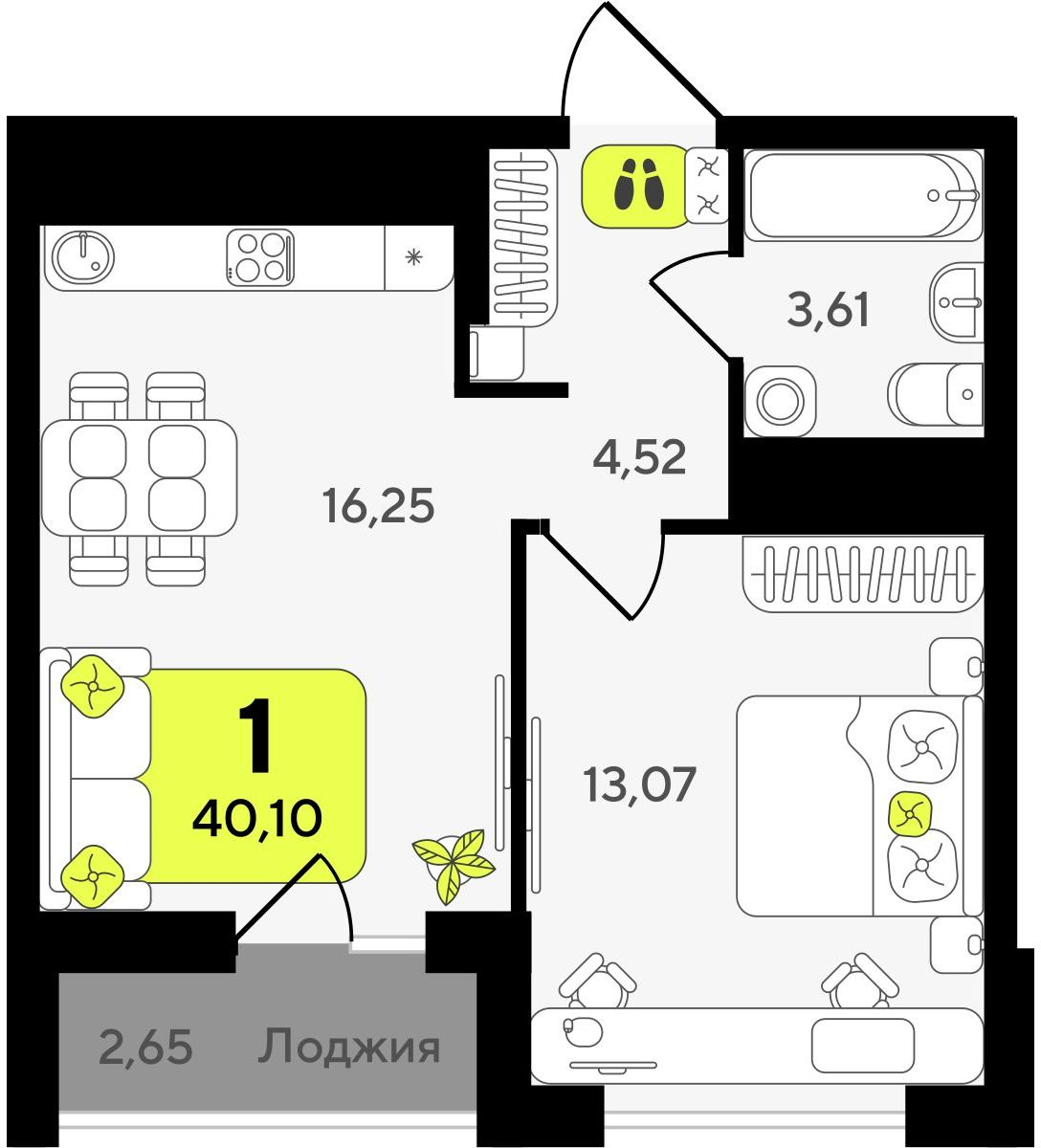 2-комнатная квартира с отделкой в ЖК Квартал Метроном на 12 этаже в 1 секции. Сдача в 3 кв. 2026 г.