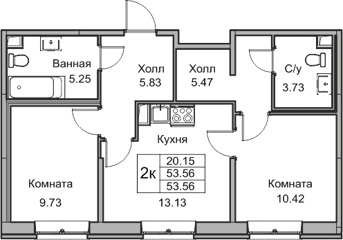 2-комнатная квартира с отделкой в ЖК Квартал Метроном на 9 этаже в 9 секции. Сдача в 3 кв. 2026 г.