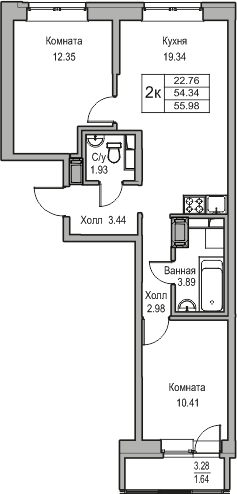 1-комнатная квартира (Студия) в ЖК Кислород на 9 этаже в 1 секции. Сдача в 2 кв. 2025 г.