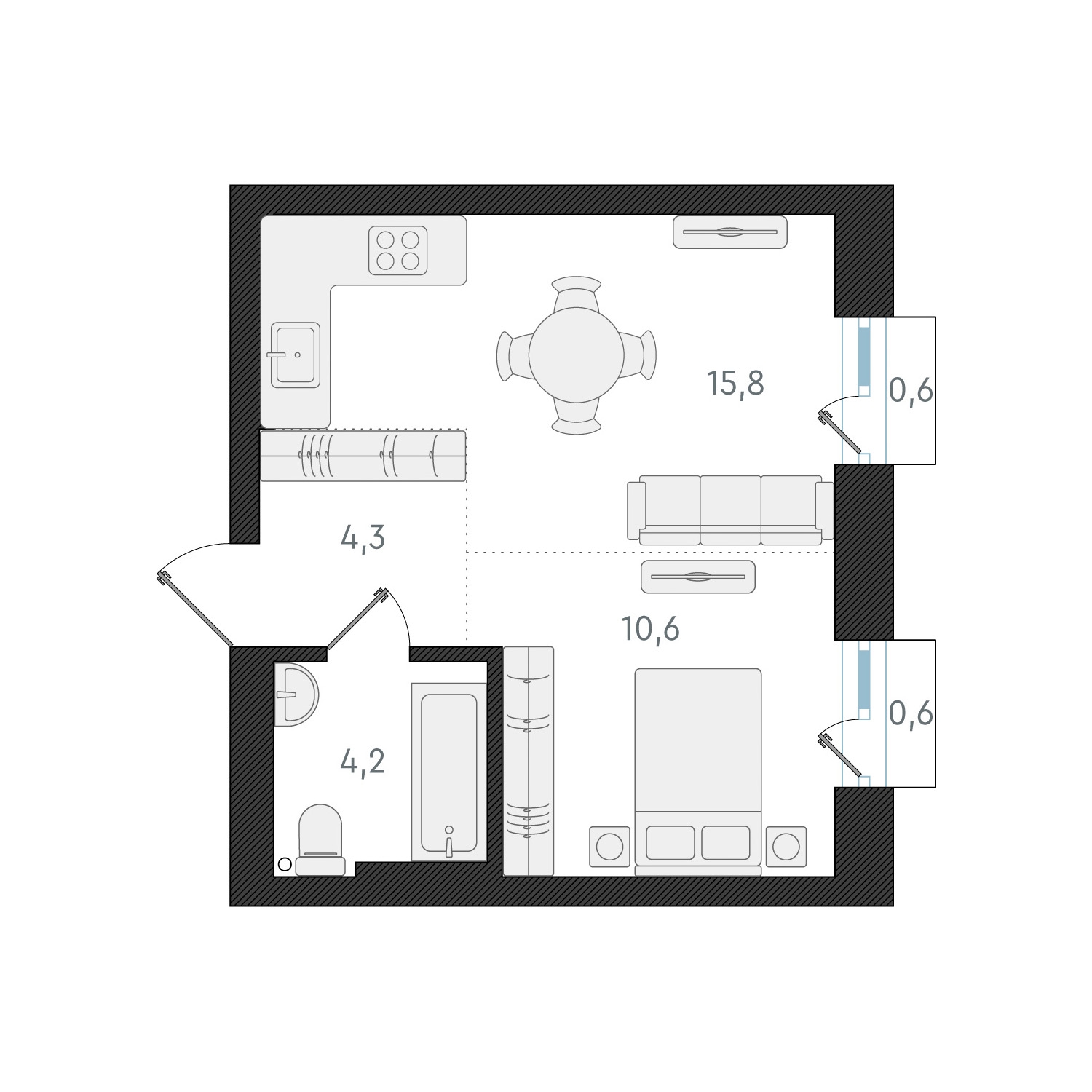 1-комнатная квартира (Студия) с отделкой в ЖК Новелла на 3 этаже в 1 секции. Сдача в 1 кв. 2025 г.