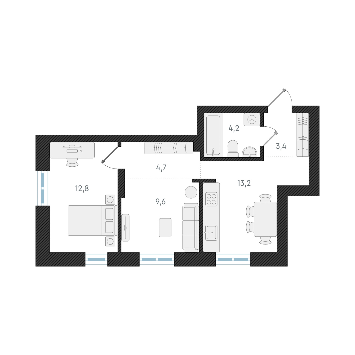 2-комнатная квартира с отделкой в ЖК LeePrime Residences на 6 этаже в 1 секции. Дом сдан.