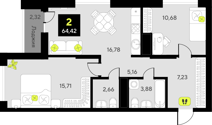 5-комнатная квартира с отделкой в ЖК LeePrime Residences на 8 этаже в 1 секции. Дом сдан.