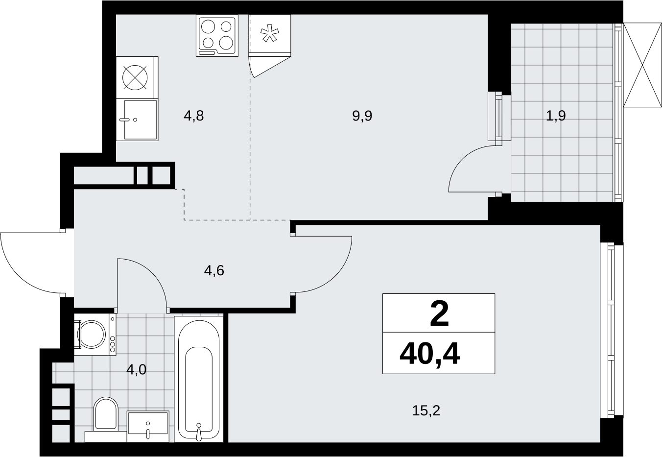 4-комнатная квартира в ЖК Скандинавия на 17 этаже в 1 секции. Сдача в 2 кв. 2026 г.