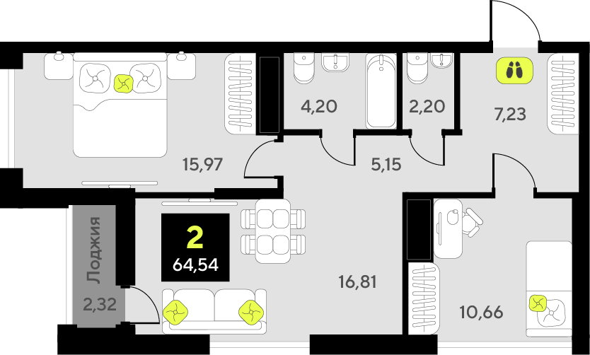 3-комнатная квартира с отделкой в ЖК Portland на 24 этаже в 1 секции. Сдача в 4 кв. 2025 г.