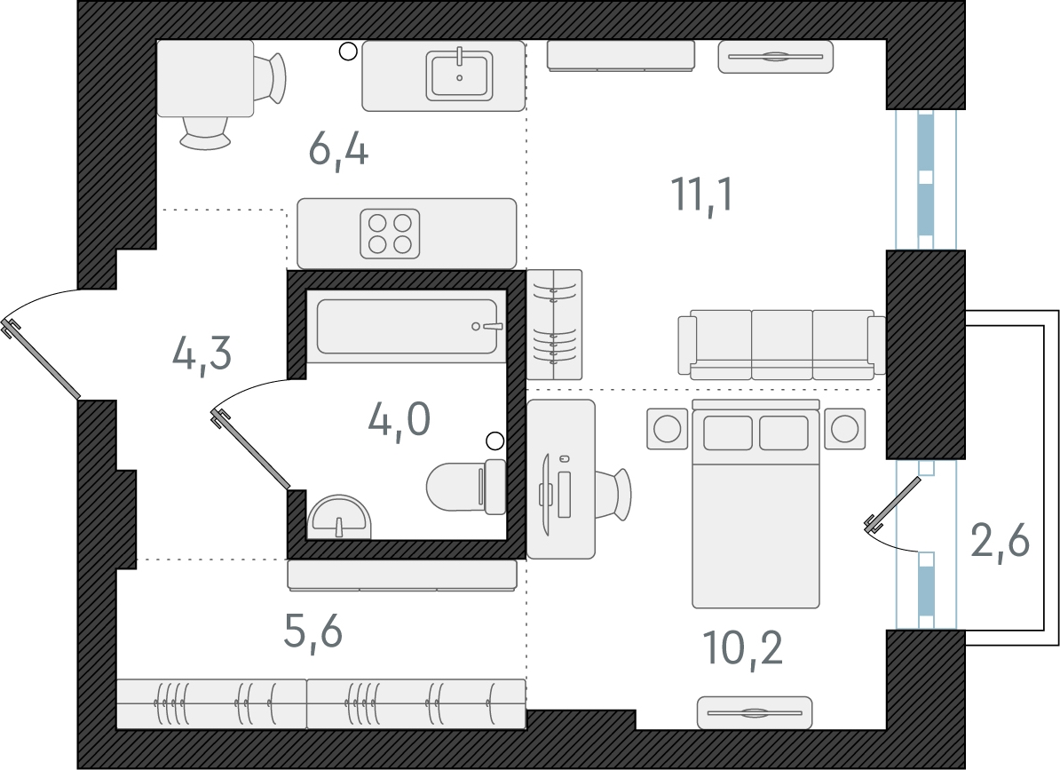 3-комнатная квартира с отделкой в ЖК Portland на 10 этаже в 1 секции. Сдача в 4 кв. 2025 г.