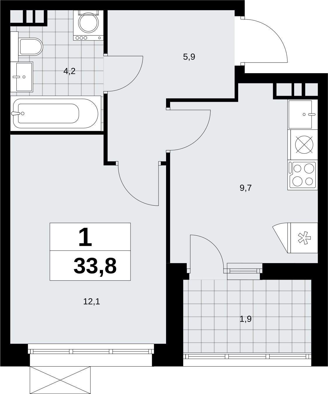 2-комнатная квартира в ЖК Скандинавия на 5 этаже в 1 секции. Сдача в 3 кв. 2024 г.