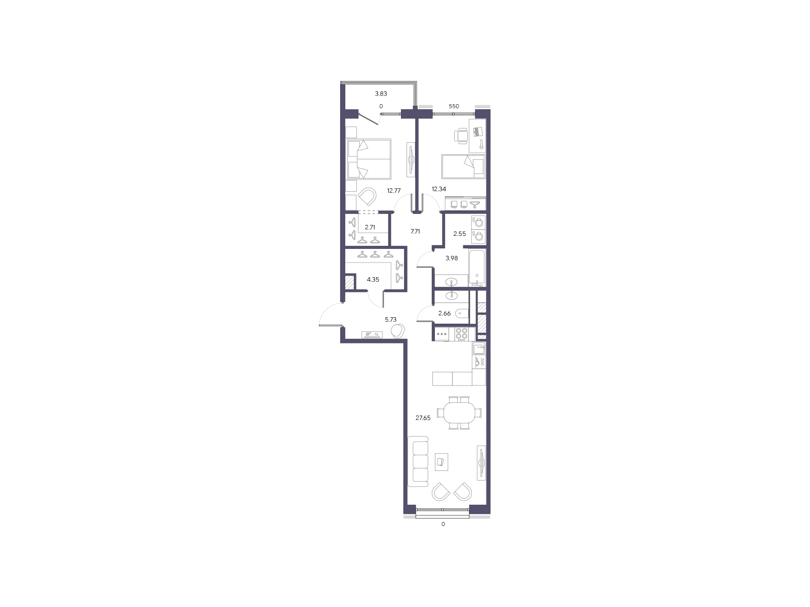 1-комнатная квартира (Студия) с отделкой в ЖК Кислород на 12 этаже в 1 секции. Дом сдан.