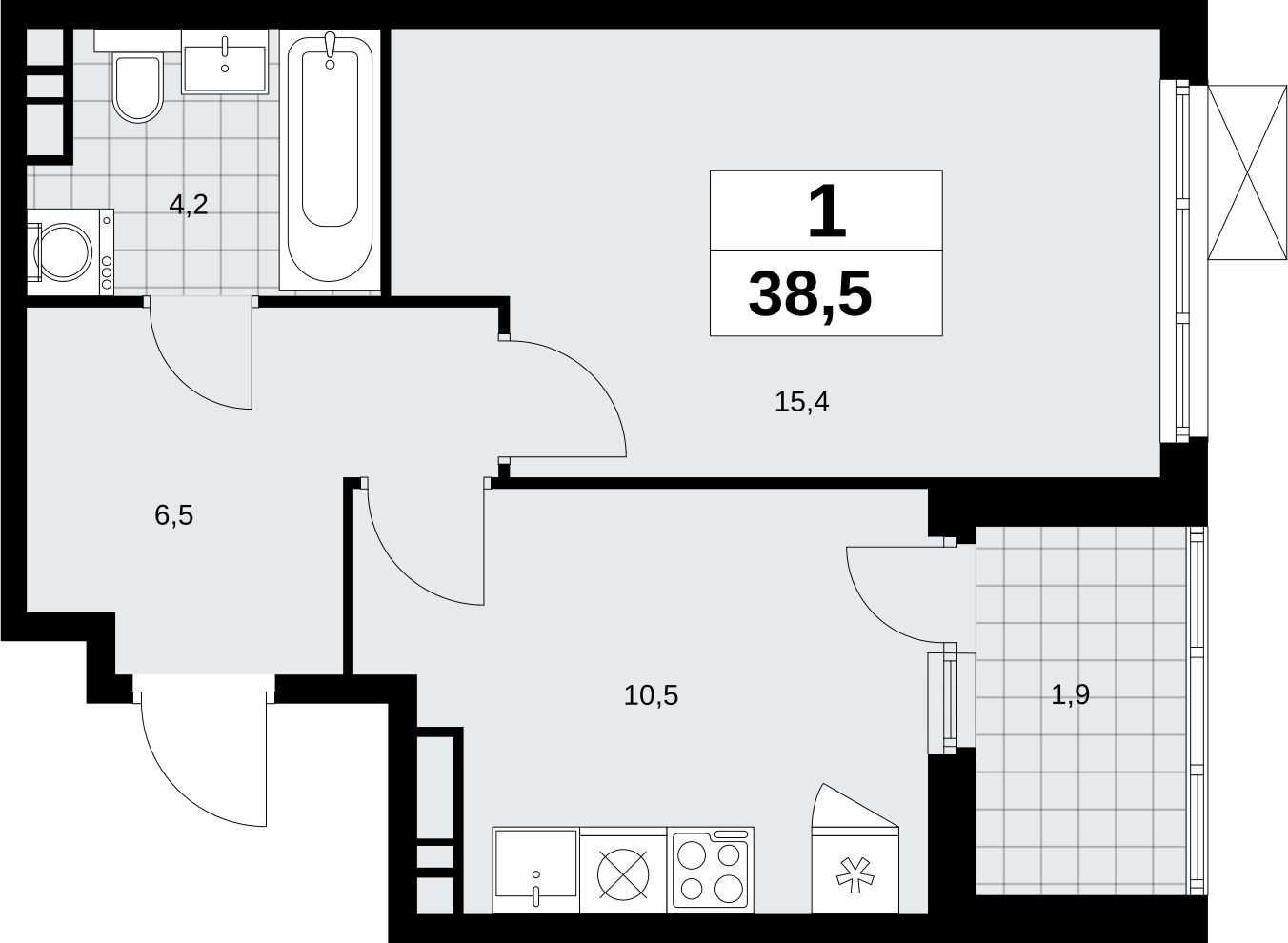 2-комнатная квартира в ЖК Скандинавия на 8 этаже в 1 секции. Сдача в 4 кв. 2026 г.