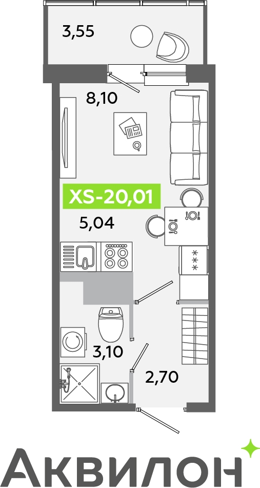 1-комнатная квартира в ЖК Беринг на 1 этаже в 3 секции. Сдача в 4 кв. 2025 г.