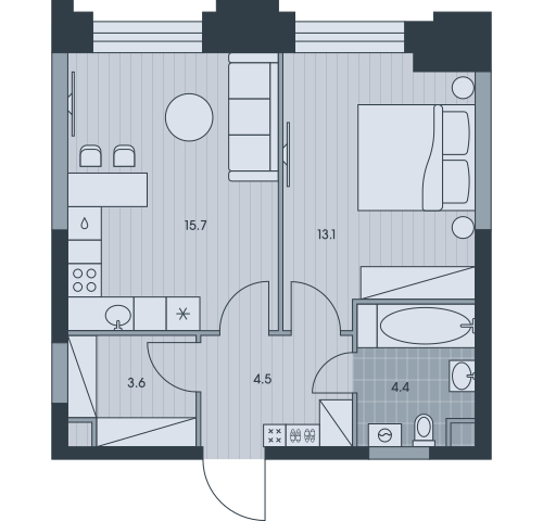 2-комнатная квартира в ЖК EVER на 33 этаже в 1 секции. Дом сдан.