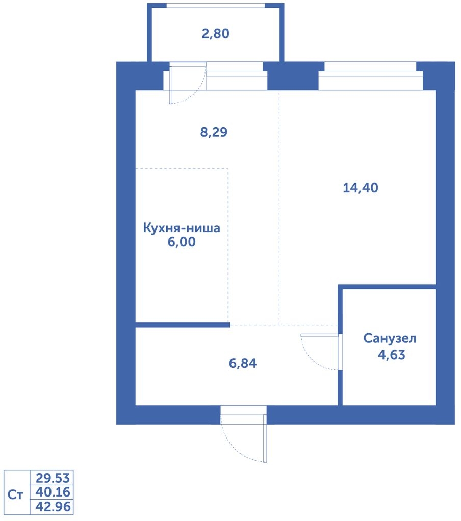 1-комнатная квартира (Студия) в ЖК Беринг на 4 этаже в 3 секции. Сдача в 4 кв. 2025 г.