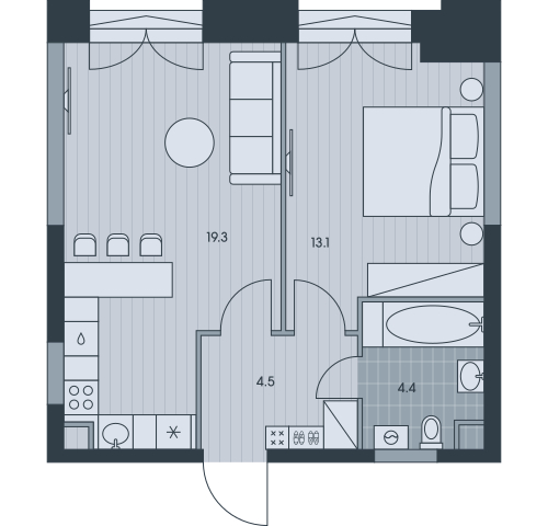 1-комнатная квартира в ЖК Беринг на 1 этаже в 4 секции. Сдача в 4 кв. 2025 г.