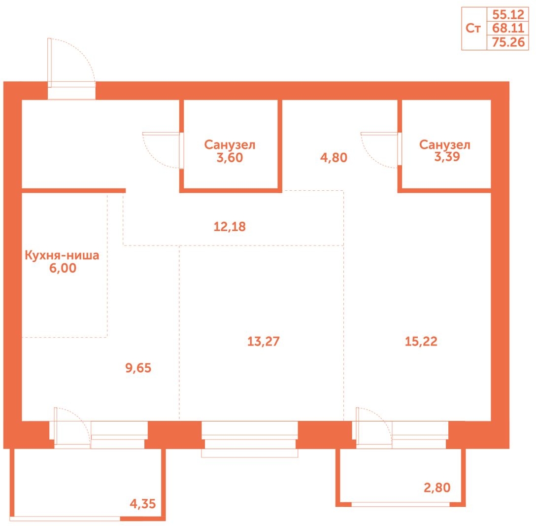1-комнатная квартира в ЖК Беринг на 20 этаже в 5 секции. Сдача в 4 кв. 2025 г.