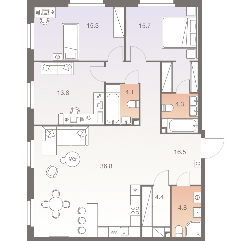 2-комнатная квартира в ЖК Беринг на 6 этаже в 2 секции. Сдача в 4 кв. 2025 г.