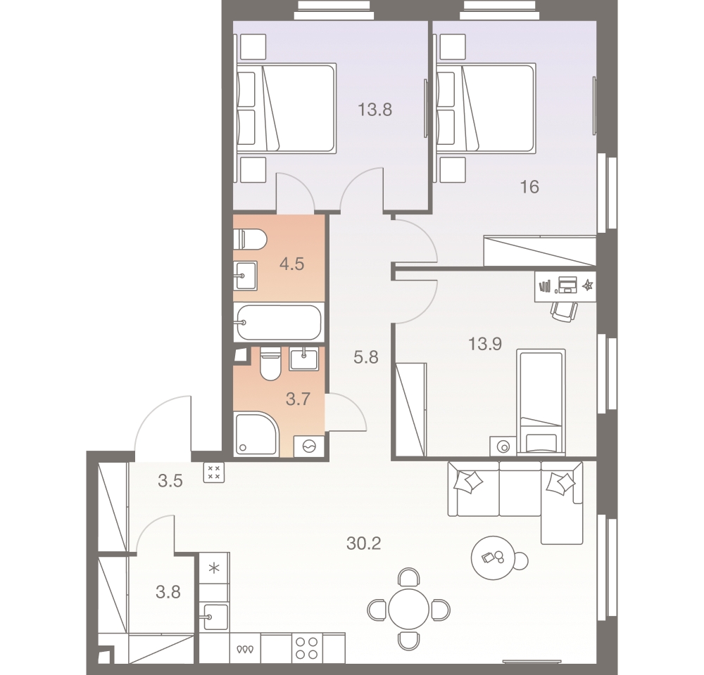 1-комнатная квартира в ЖК Беринг на 15 этаже в 3 секции. Сдача в 4 кв. 2025 г.