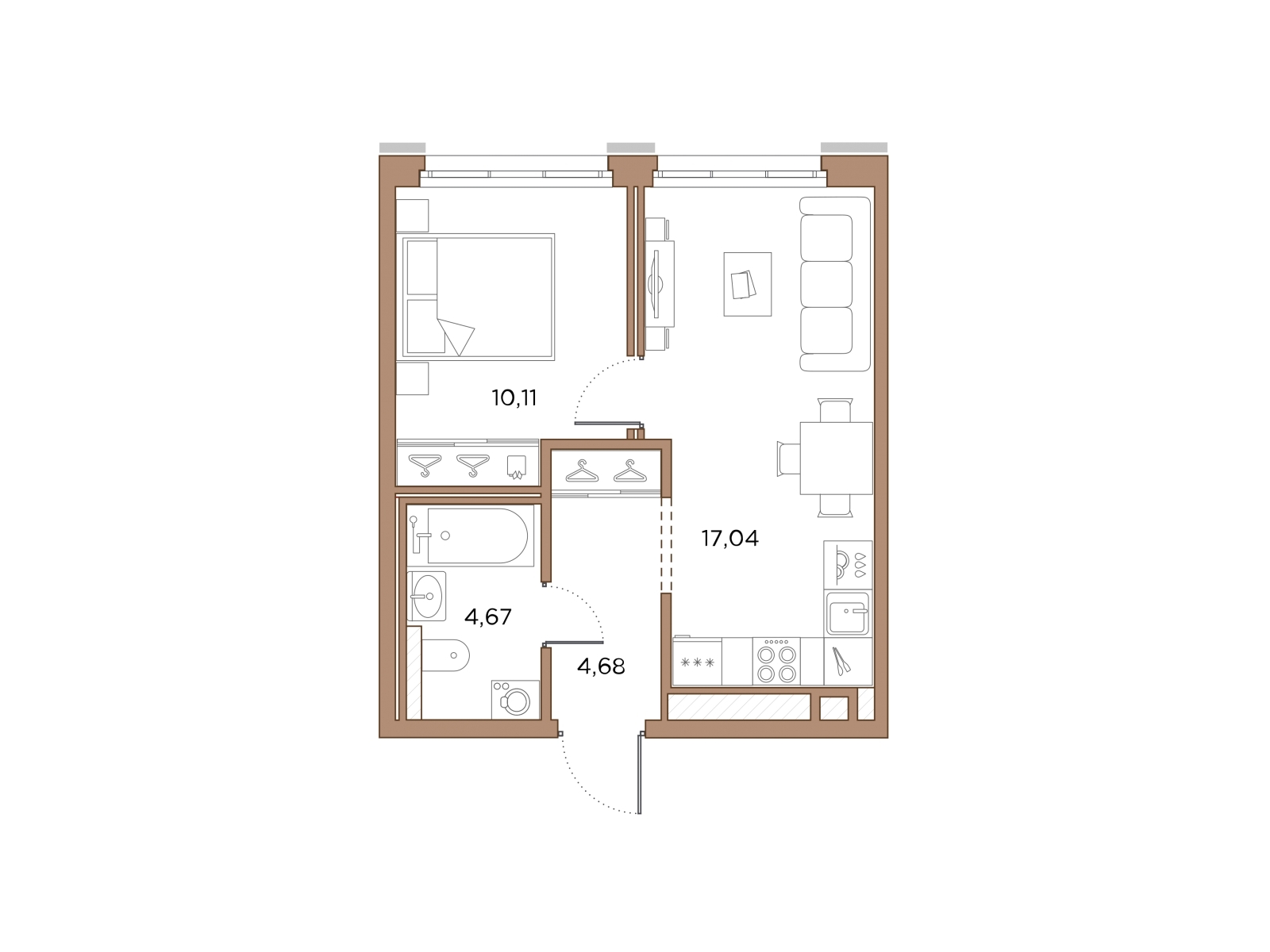 2-комнатная квартира в ЖК Беринг на 11 этаже в 5 секции. Сдача в 4 кв. 2025 г.