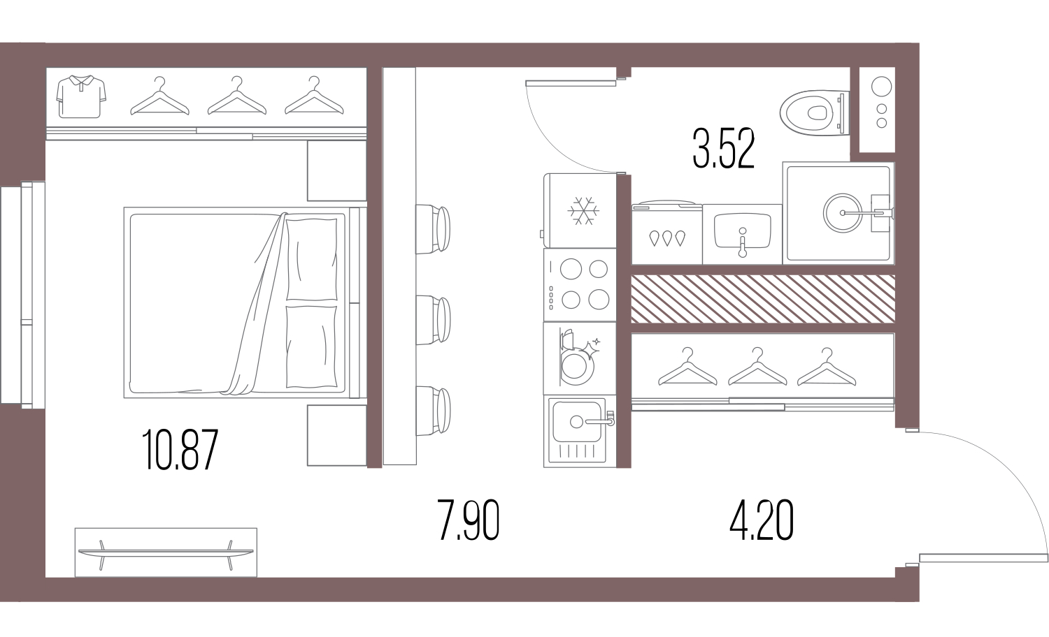 2-комнатная квартира в ЖК Беринг на 12 этаже в 5 секции. Сдача в 4 кв. 2025 г.