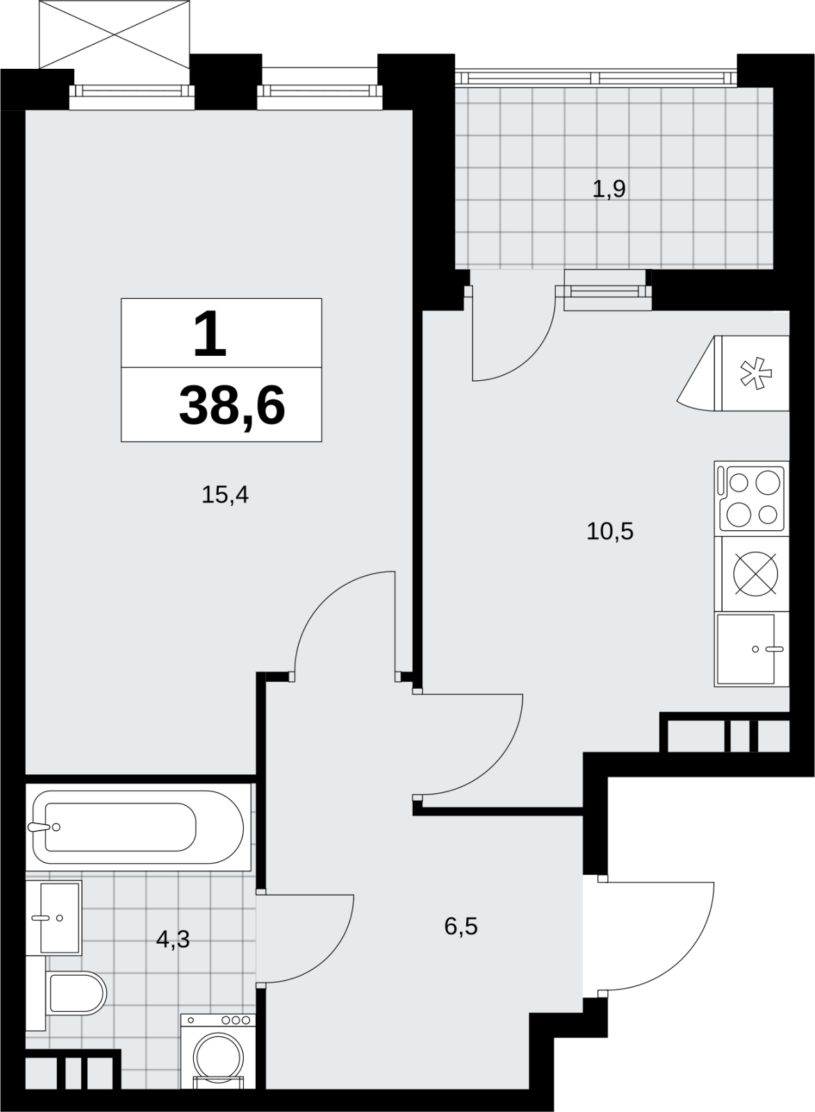 1-комнатная квартира (Студия) в ЖК Скандинавия на 7 этаже в 1 секции. Сдача в 4 кв. 2026 г.