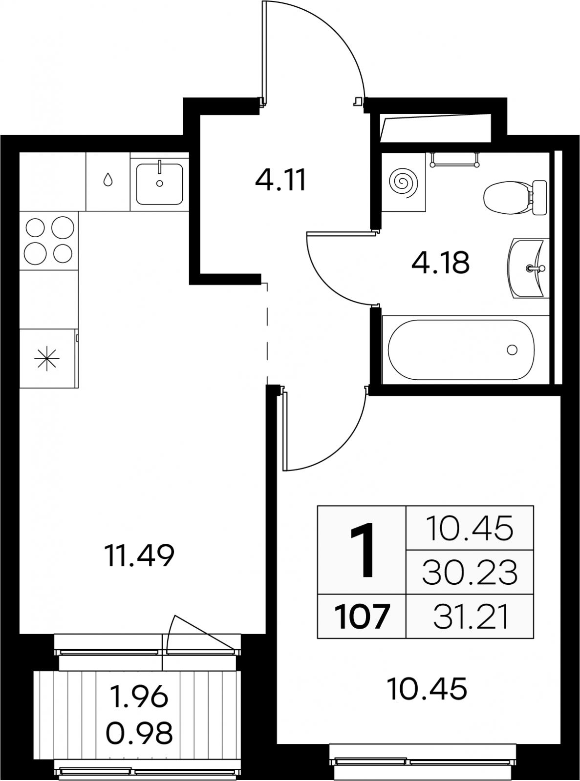 3-комнатная квартира в ЖК 1А Первомайская на 7 этаже в 2 секции. Дом сдан.