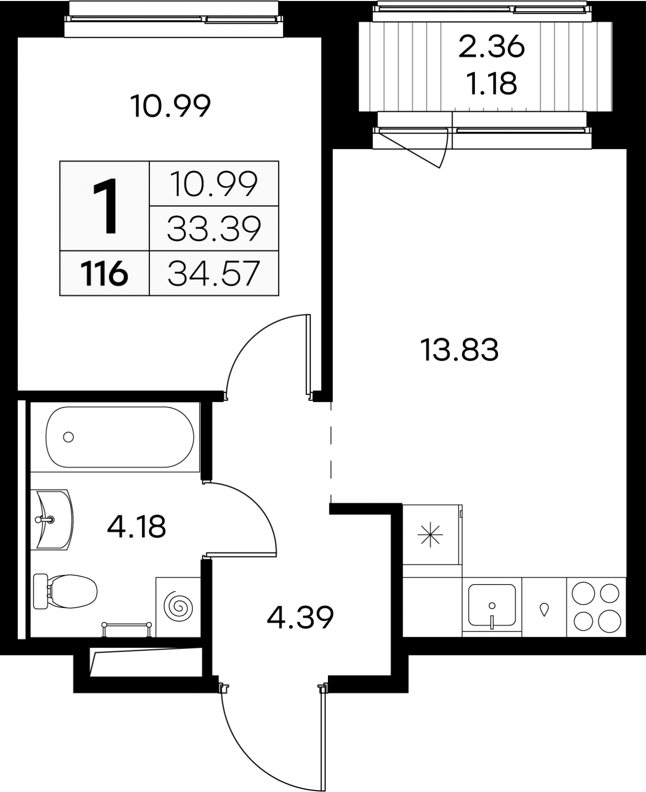 3-комнатная квартира в ЖК 1А Первомайская на 5 этаже в 2 секции. Дом сдан.