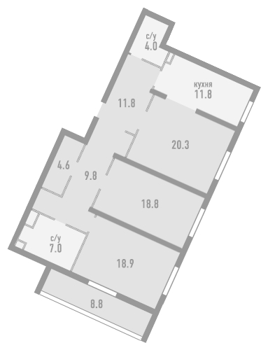 3-комнатная квартира в ЖК Розмарин на 19 этаже в 4 секции. Дом сдан.