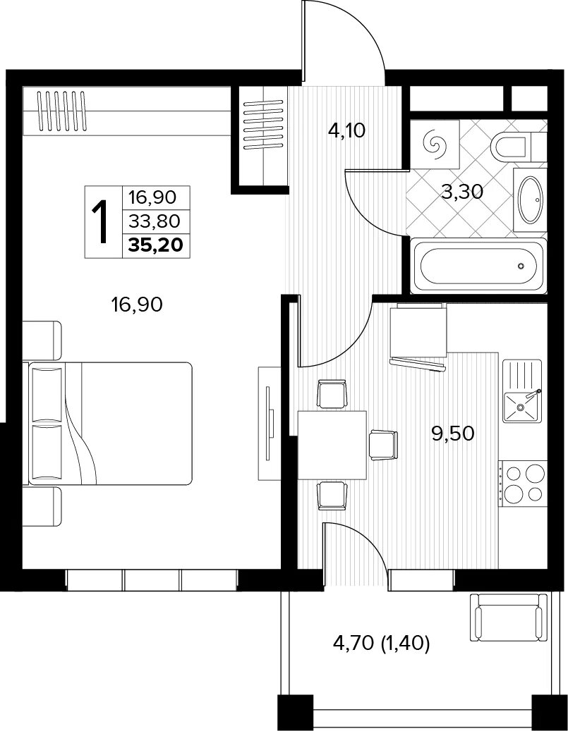 2-комнатная квартира в ЖК Беринг на 15 этаже в 5 секции. Сдача в 4 кв. 2025 г.