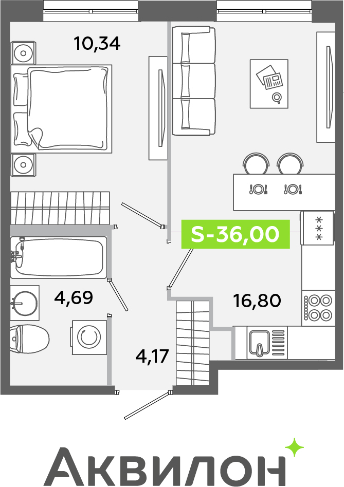 3-комнатная квартира в ЖК Беринг на 13 этаже в 5 секции. Сдача в 4 кв. 2025 г.