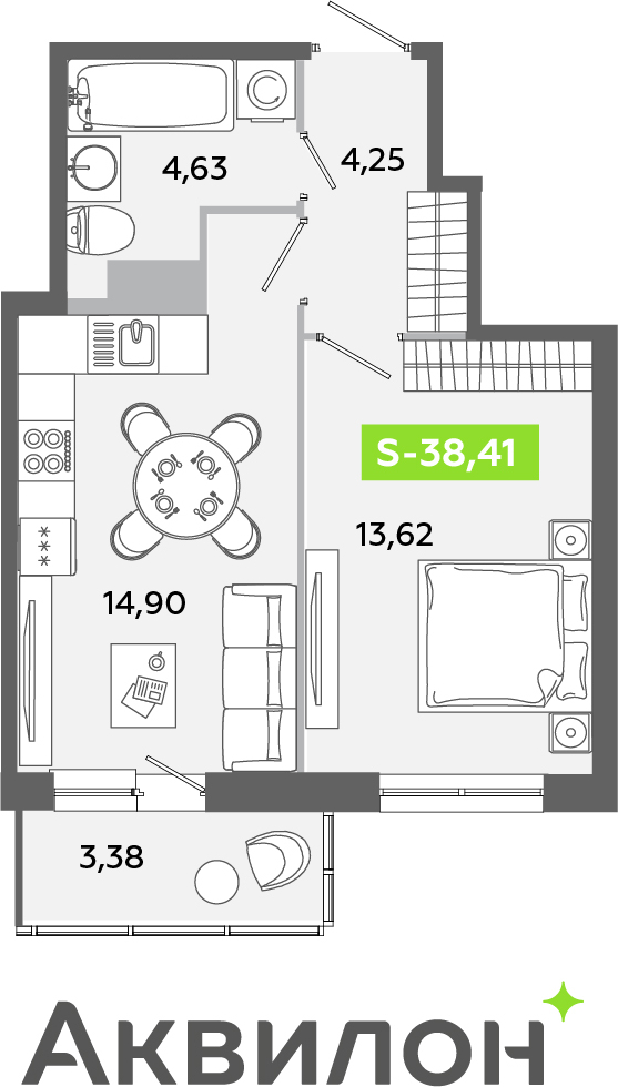 2-комнатная квартира с отделкой в ЖК Большой, 67 на 6 этаже в 3 секции. Сдача в 2 кв. 2025 г.