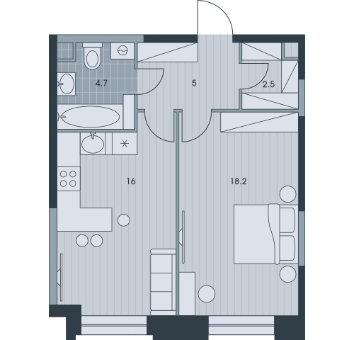 3-комнатная квартира в ЖК Беринг на 9 этаже в 1 секции. Сдача в 4 кв. 2025 г.