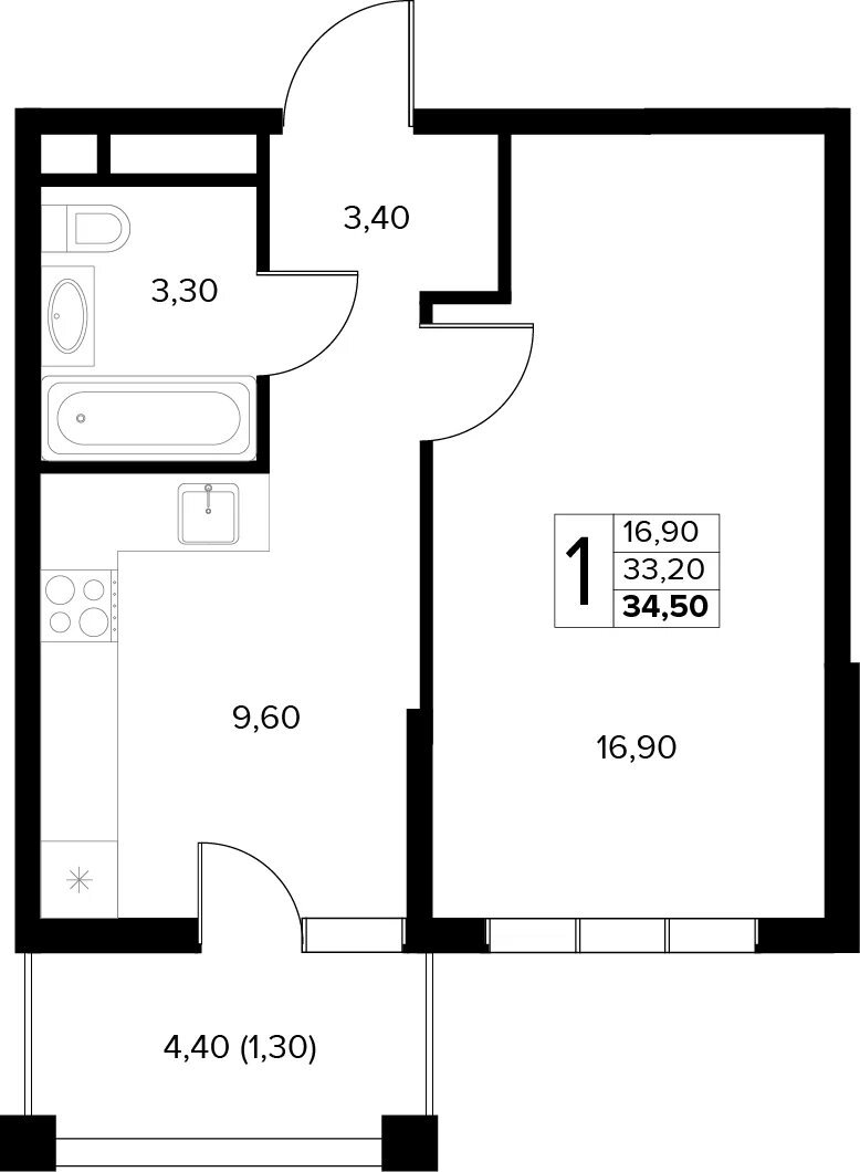 3-комнатная квартира в ЖК Беринг на 8 этаже в 5 секции. Сдача в 4 кв. 2025 г.