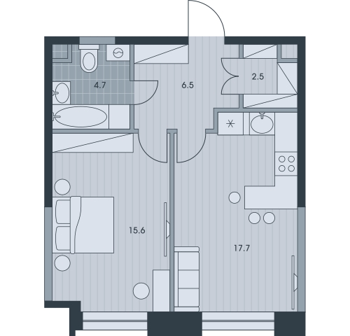 3-комнатная квартира в ЖК Беринг на 4 этаже в 3 секции. Сдача в 4 кв. 2025 г.