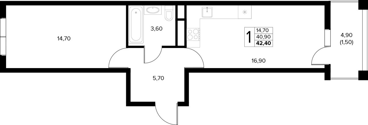 3-комнатная квартира в ЖК Беринг на 14 этаже в 1 секции. Сдача в 4 кв. 2025 г.