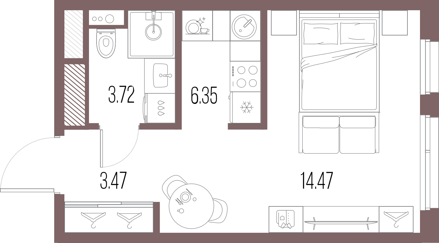 3-комнатная квартира в ЖК Беринг на 2 этаже в 2 секции. Сдача в 4 кв. 2025 г.