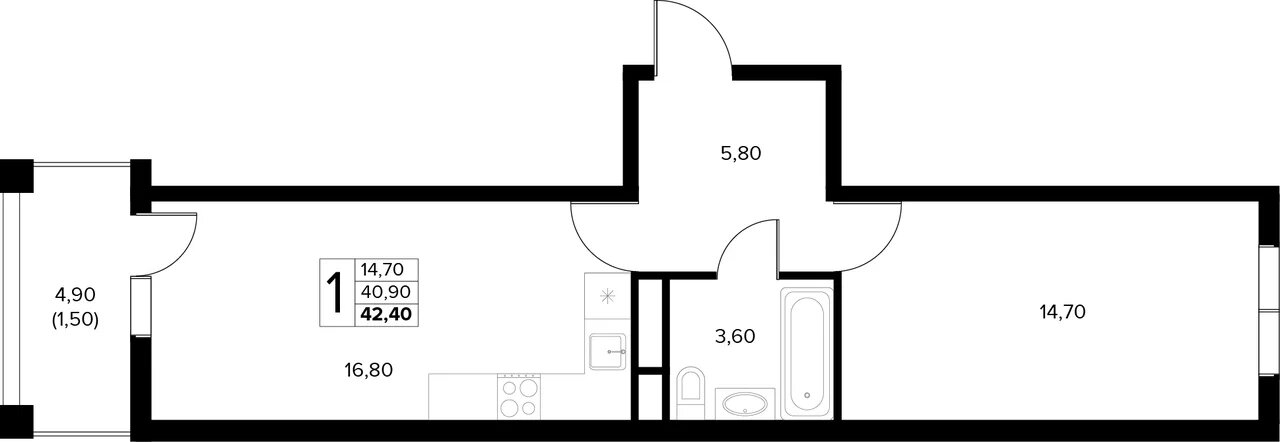 3-комнатная квартира в ЖК Беринг на 2 этаже в 2 секции. Сдача в 4 кв. 2025 г.