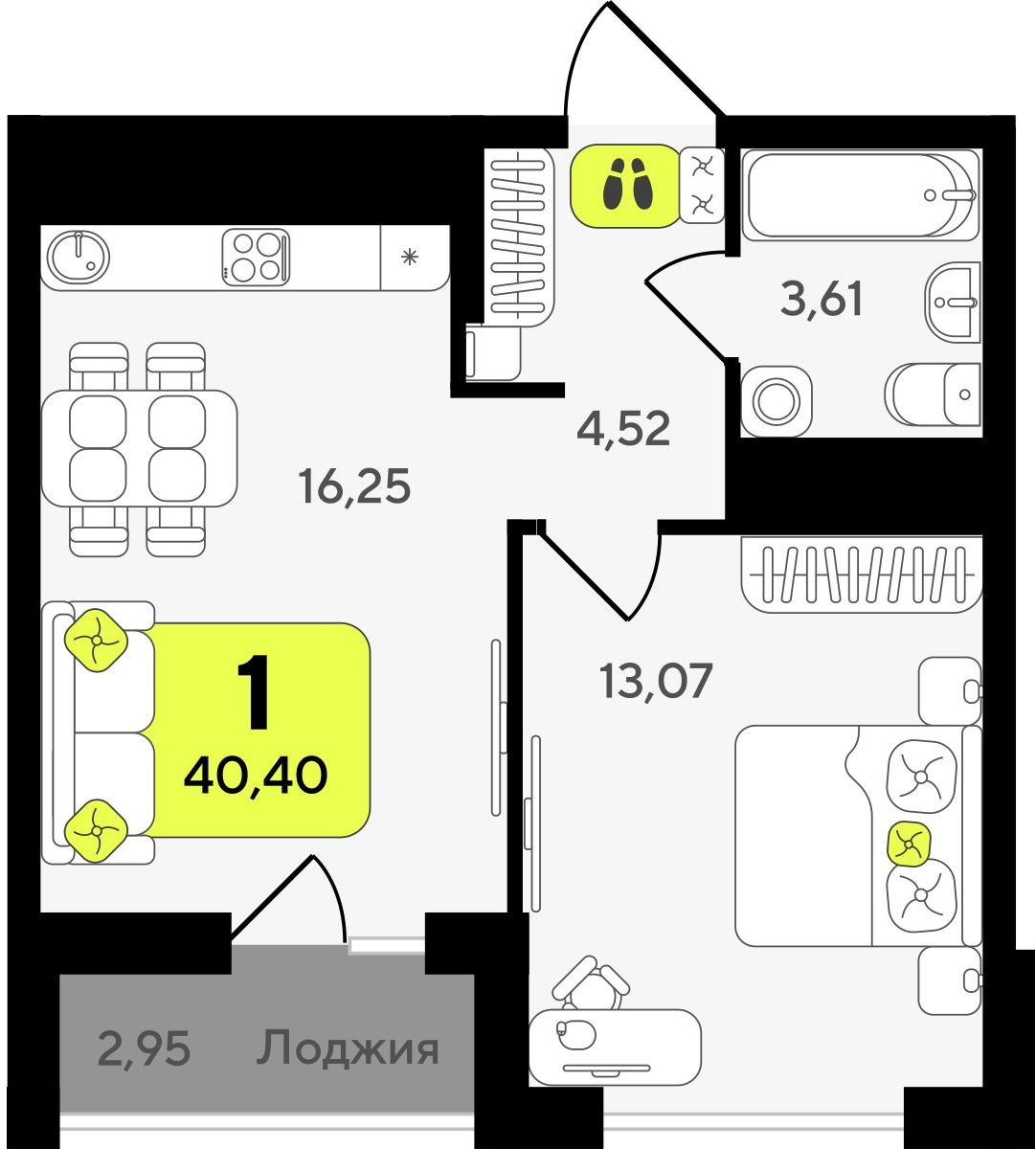 3-комнатная квартира в ЖК Беринг на 16 этаже в 2 секции. Сдача в 4 кв. 2025 г.