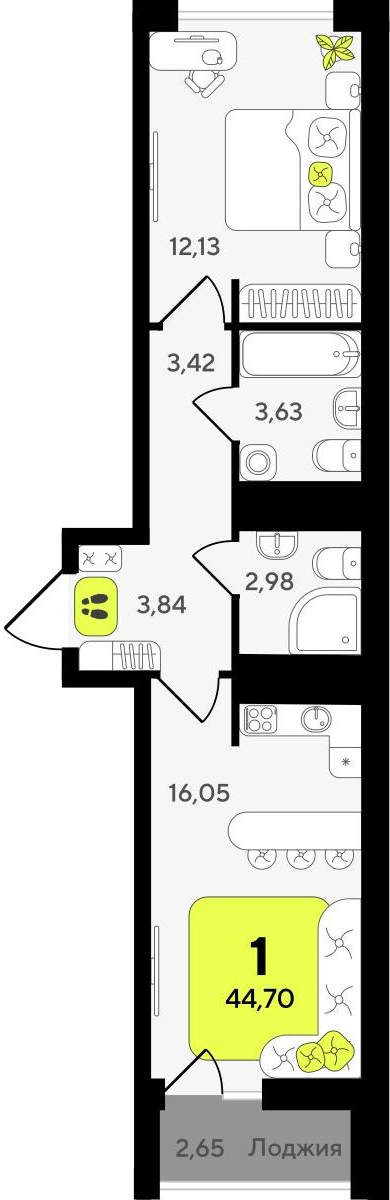 3-комнатная квартира в ЖК EVER на 33 этаже в 1 секции. Сдача в 3 кв. 2025 г.