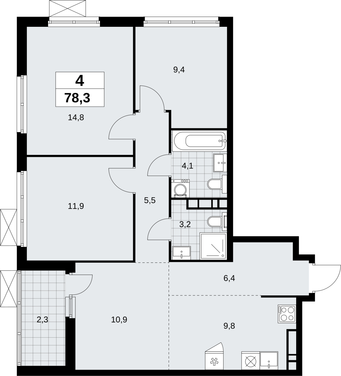 1-комнатная квартира (Студия) в ЖК Скандинавия на 10 этаже в 1 секции. Сдача в 4 кв. 2026 г.