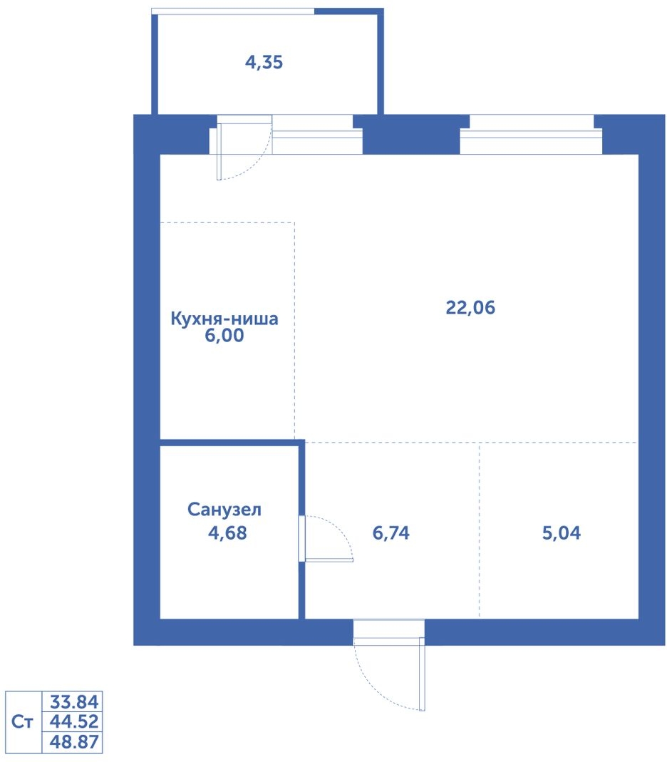 1-комнатная квартира (Студия) с отделкой в ЖК EVER на 15 этаже в 1 секции. Дом сдан.