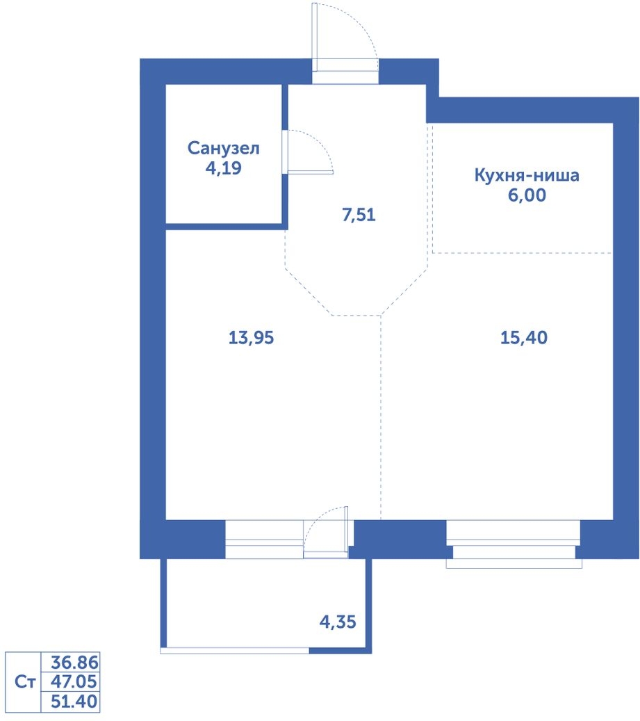 4-комнатная квартира в ЖК EVER на 32 этаже в 1 секции. Сдача в 3 кв. 2025 г.