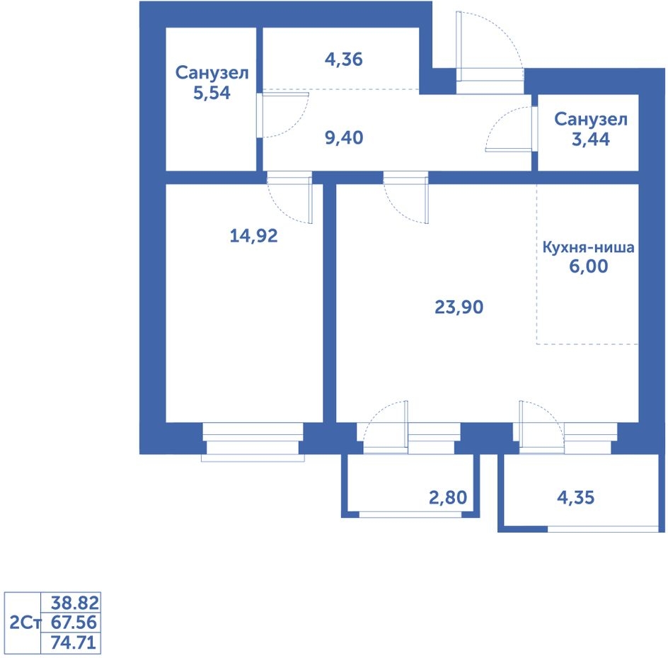 3-комнатная квартира в ЖК EVER на 29 этаже в 1 секции. Сдача в 3 кв. 2025 г.